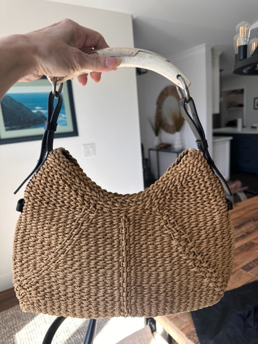 YSL Mombasa Horn Handle Raffia bag